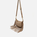 Fleubito Bolso bandolera pequeño efecto ante y detalles flecos 