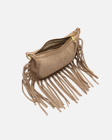 Fleubito Bolso bandolera pequeño efecto ante y detalles flecos 