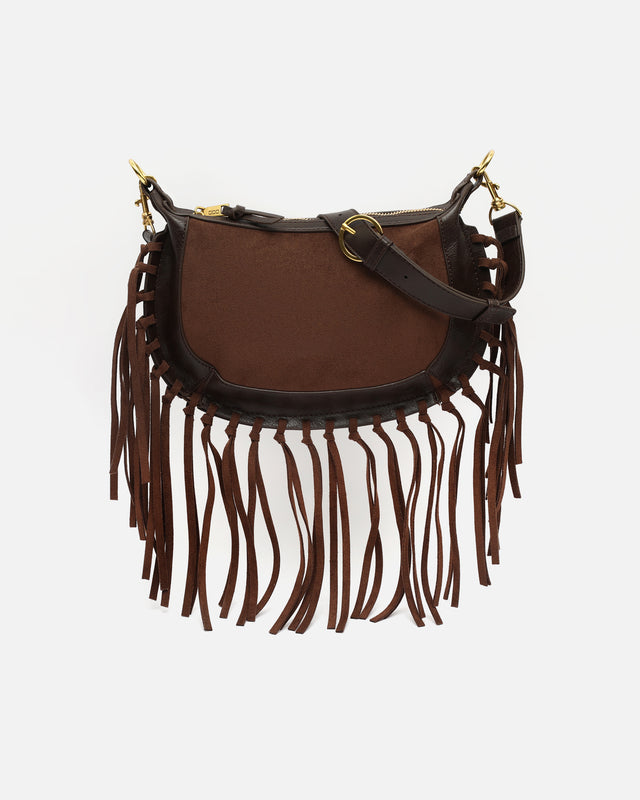 Fleubito crescent-shaped suede-effect crossbody bag with fringes