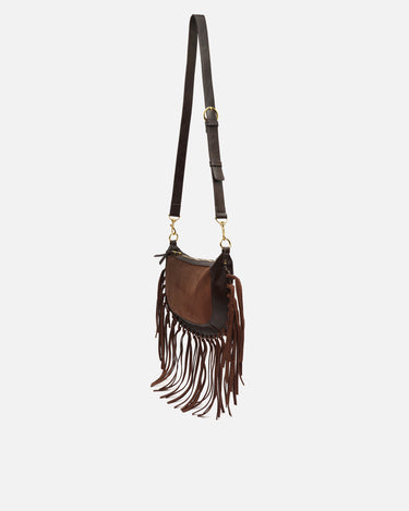 Fleubito Bolso bandolera pequeño efecto ante y detalles flecos 