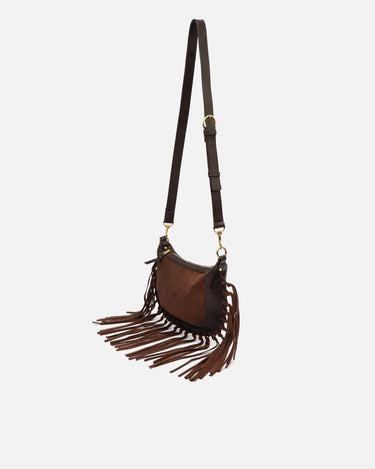 Fleubito Bolso bandolera pequeño efecto ante y detalles flecos 