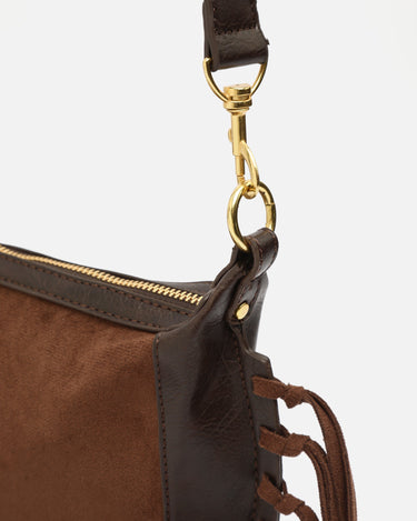 Fleubito Bolso bandolera pequeño efecto ante y detalles flecos 