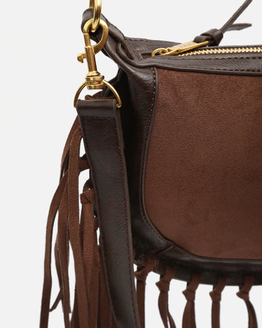 Fleubito Bolso bandolera pequeño efecto ante y detalles flecos 