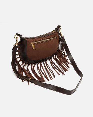 Fleubito Bolso bandolera pequeño efecto ante y detalles flecos 