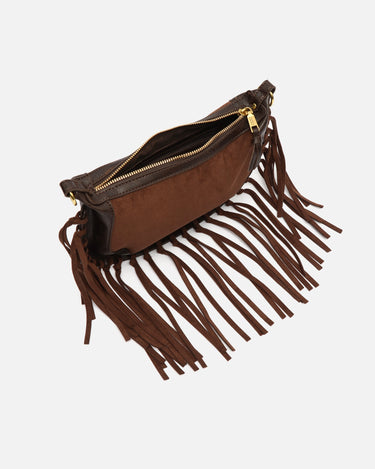 Fleubito Bolso bandolera pequeño efecto ante y detalles flecos 