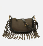 Fleubito Bolso bandolera pequeño efecto ante y detalles flecos 