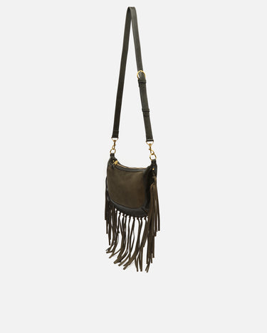 Fleubito Bolso bandolera pequeño efecto ante y detalles flecos 