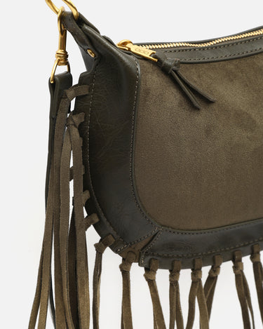 Fleubito Bolso bandolera pequeño efecto ante y detalles flecos 