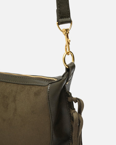 Fleubito Bolso bandolera pequeño efecto ante y detalles flecos 