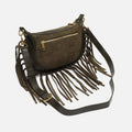 Fleubito Bolso bandolera pequeño efecto ante y detalles flecos 