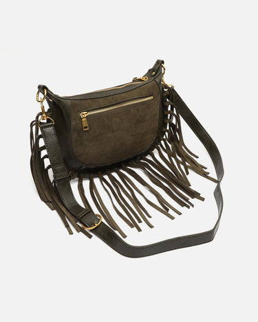 Fleubito Bolso bandolera pequeño efecto ante y detalles flecos 