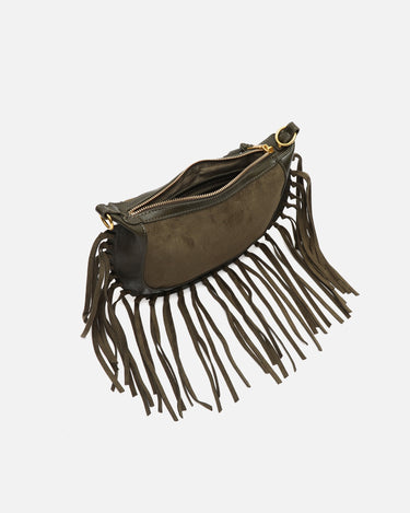 Fleubito Bolso bandolera pequeño efecto ante y detalles flecos 