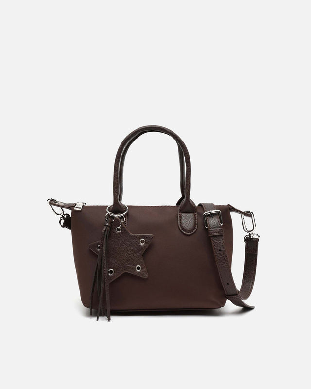 Cloti bolso tote en nylon con asa bandolera extraíble y detalle colgante
