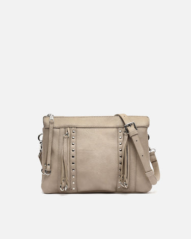 Nikasi bolso bandolera con bolsillos frontales y detalles metálicos 