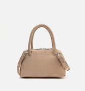 Croquito bolso de mano efecto ante con grabado animal print y asa bandolera extraíble 