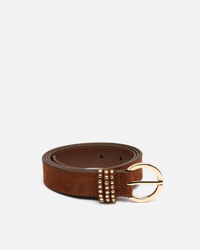 Ceinture Dalira effet suédine avec détails métalliques