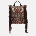 Vana mochila jacquard con flecos y detalles metálicos 