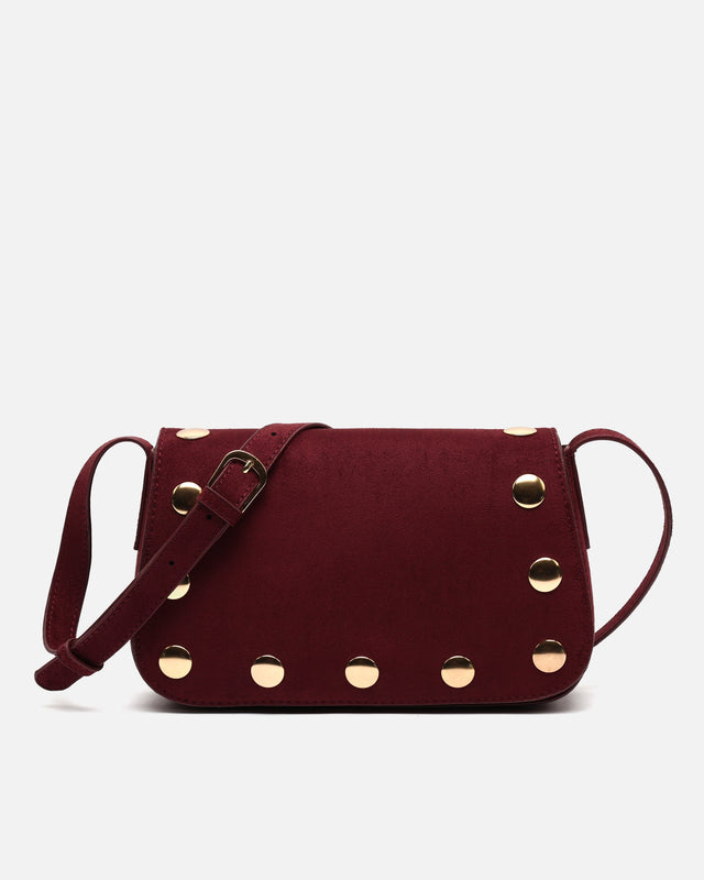 Nemu bolso bandolera pequeño efecto ante con detalles metálicos grandes