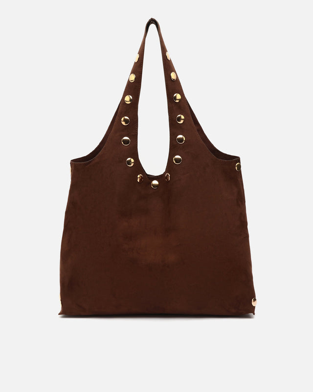 Nemi grote hobo tas van suède met grote metalen details