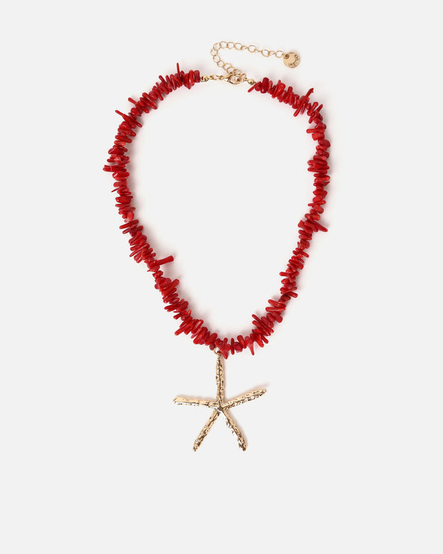 Etoile coral-effect necklace with star pendant