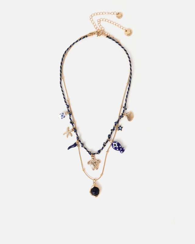 Arcadio multi-chain necklace with dangling details