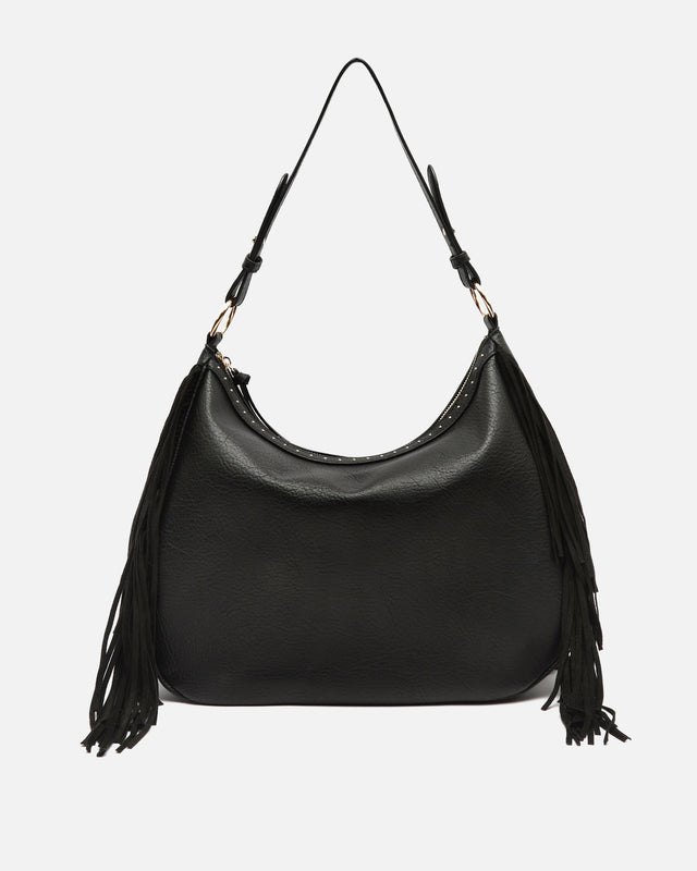 Chete bolso hobo con flecos y detalles metálicos
