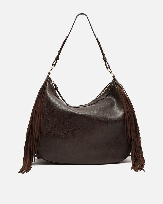 Chete bolso hobo con flecos y detalles metálicos