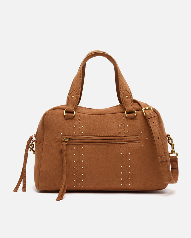Seysy bolso de mano y bandolera efecto ante con detalles metálicos