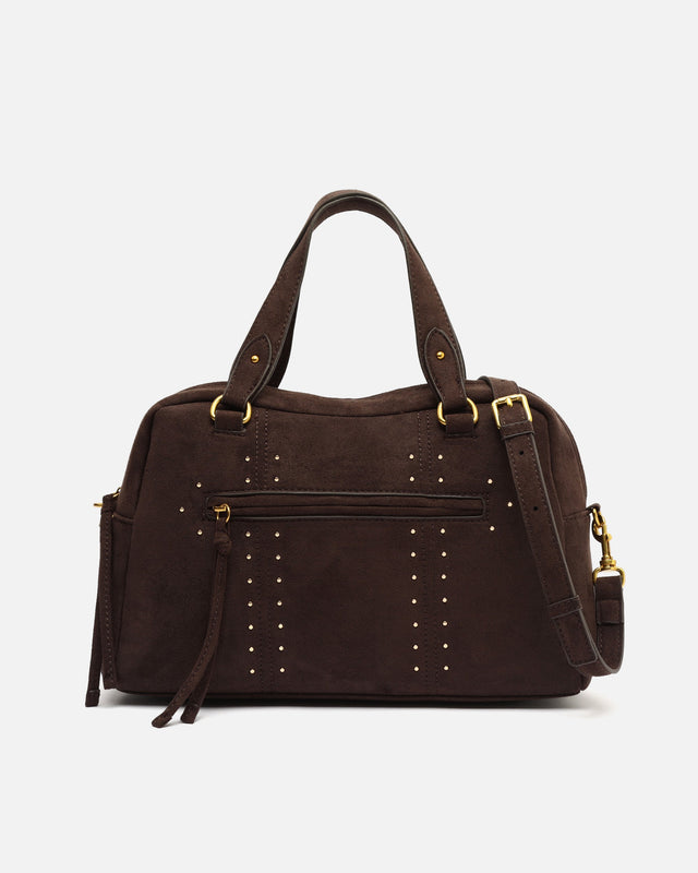 Seysy bolso de mano y bandolera efecto ante con detalles metálicos