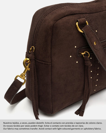 Seysy bolso de mano y bandolera efecto ante con detalles metálicos 