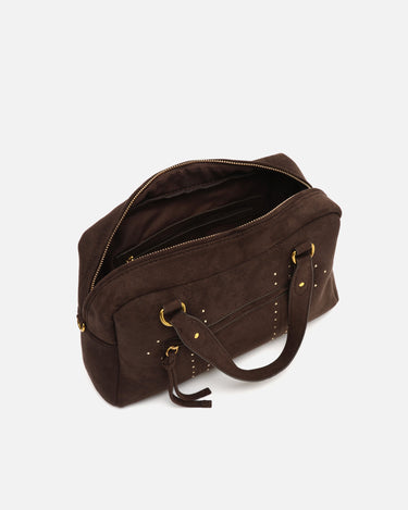 Seysy bolso de mano y bandolera efecto ante con detalles metálicos 