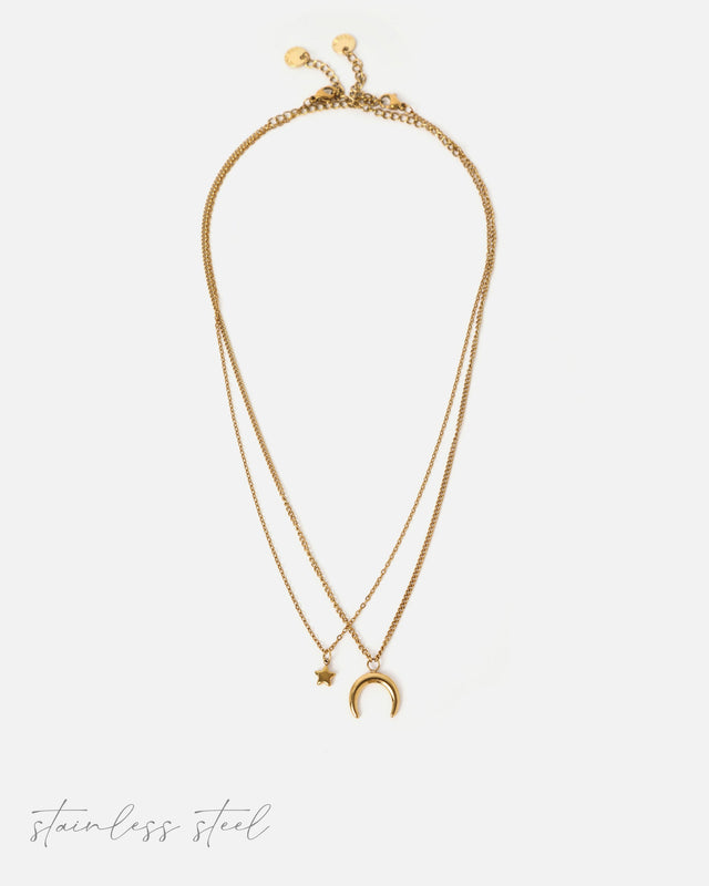 Aceno double-layer necklace with stainless steel pendant