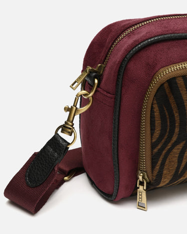 Mider bolso bandolera efecto ante y estampado animal print 