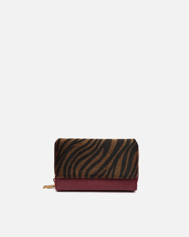 Mider large suede-effect coin purse with animal print