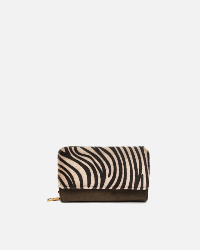 Mider large suede-effect coin purse with animal print