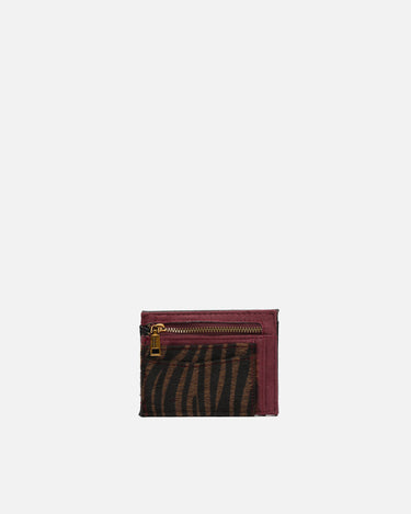 Mider tarjetero efecto ante y estampado animal print 