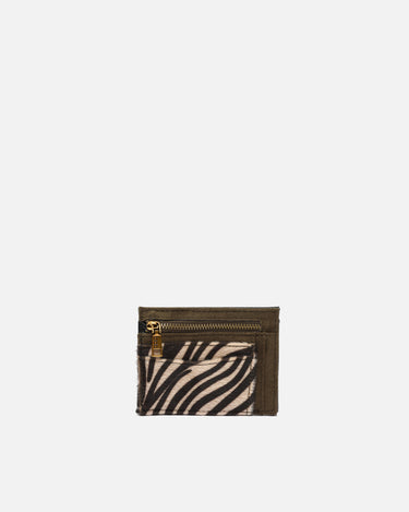 Mider tarjetero efecto ante y estampado animal print 