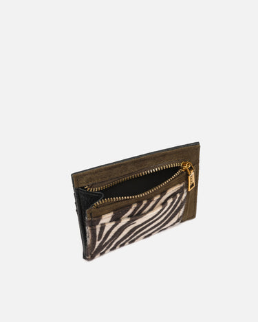 Mider tarjetero efecto ante y estampado animal print 