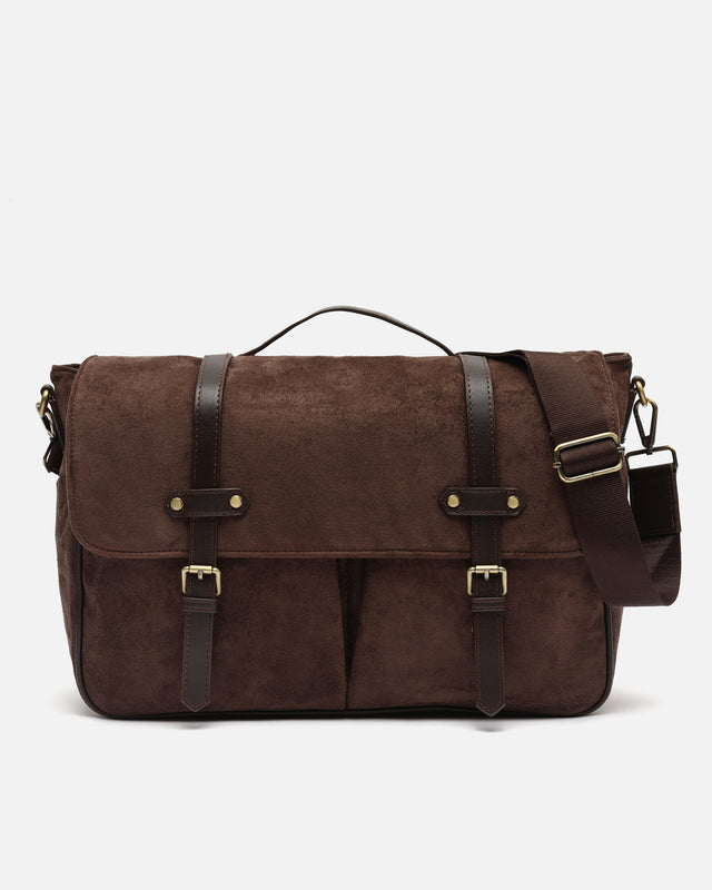 Telmo-1 Crossbody-Tasche in Velourslederoptik mit Laptopfach für 13 Zoll