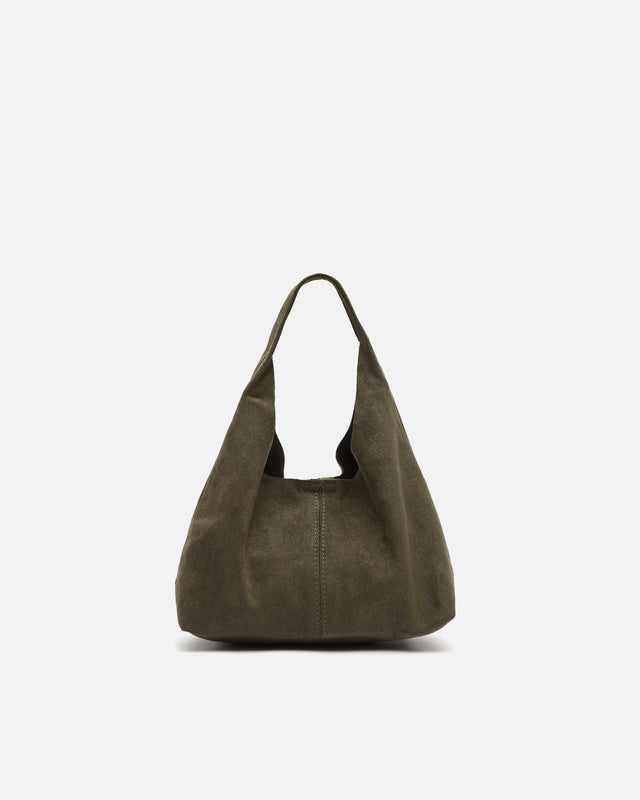 Pologito-1 mini hobo handtas met suède-effect en toilettas