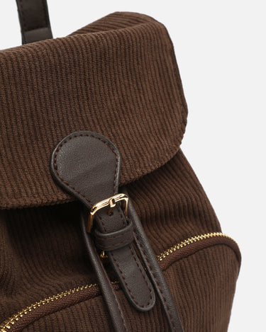 Eliza-2 mochila pequeña de pana con solapa 