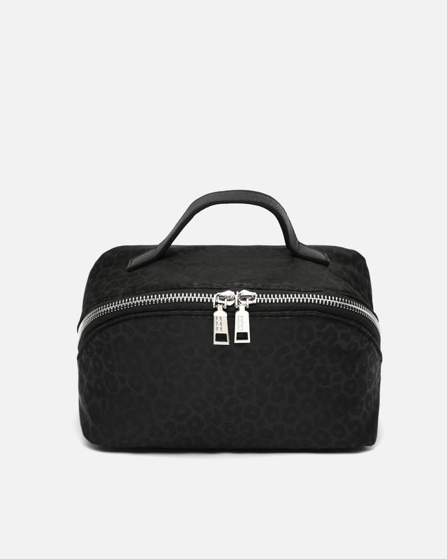 Beauty case da viaggio medio Pardi in nylon con stampa animalier