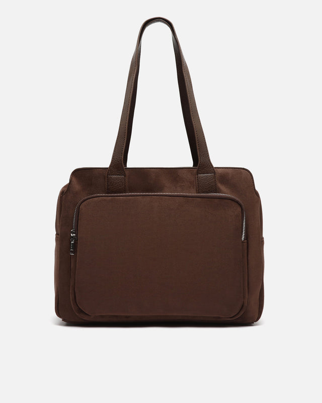 Yaser suede-effect laptop bag with 13-inch laptop pocket