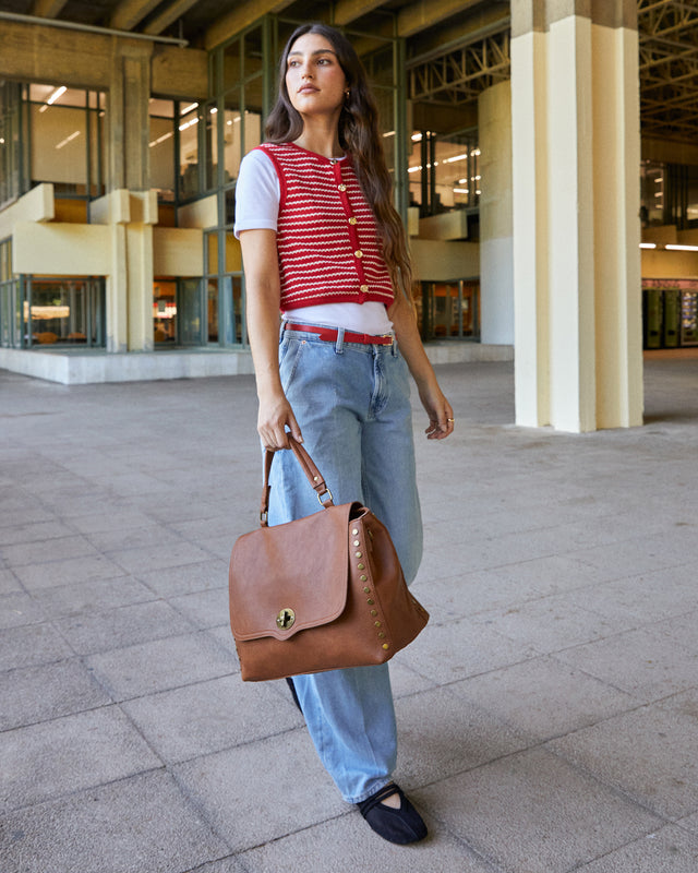 Aniada grand sac à bandoulière avec rabat et détails métalliques