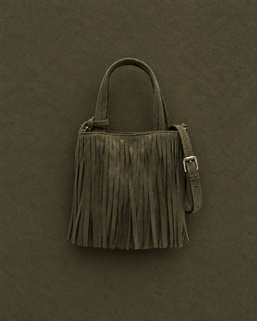 Morodi bolso tote de fiesta pequeño con flecos efecto ante y detalle colgante 