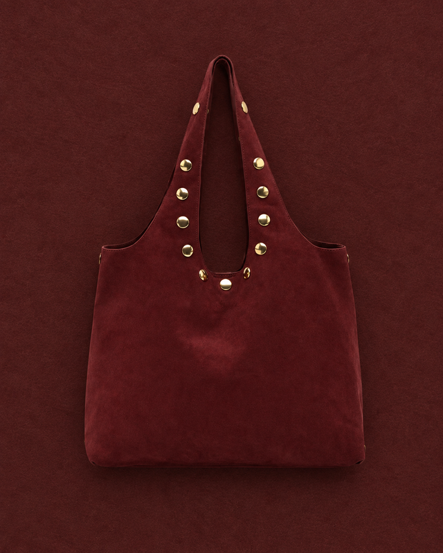 Nemi grote hobo tas van suède met grote metalen details