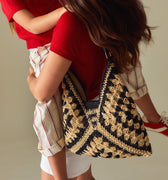 Ushu bolso hobo grande efecto rafia estampado 