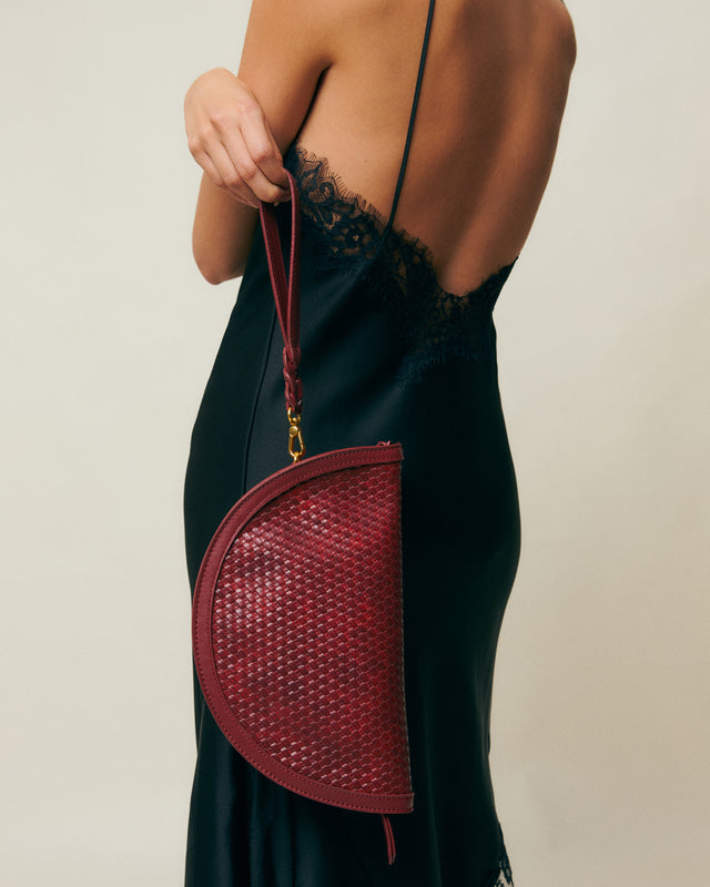 Empadi Geflochtene Halbmond-Abendtasche mit abnehmbarem Schulterriemen