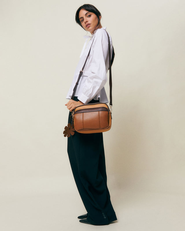 Filiberti-1 tricolour shoulder bag with pendant detail