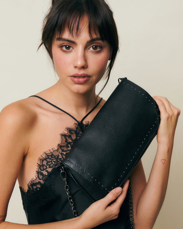 Jacumy bolso bandolera de fiesta pequeño con detalles metálicos